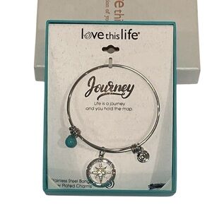 Inspirational Love This Life Journey Stainless Steel Bangle Silver Plated